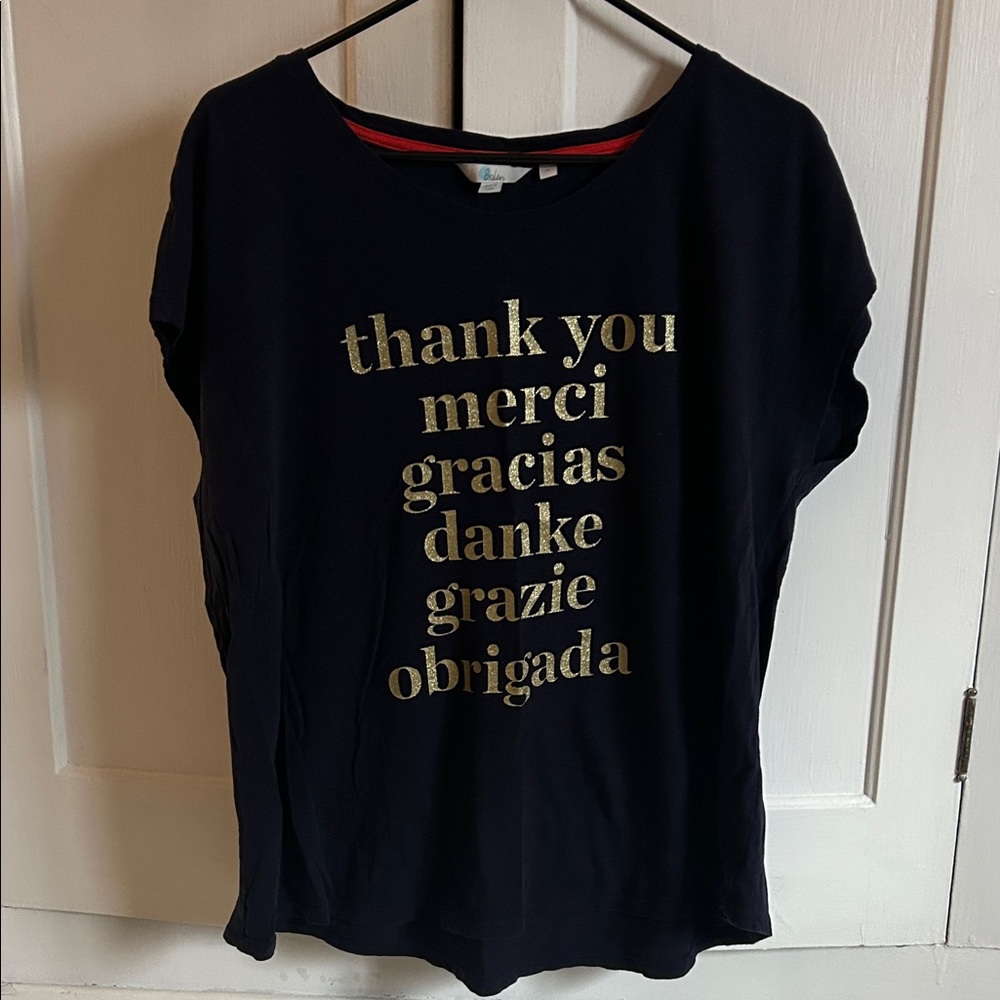 Boden Black Multilingual Thank You Tee
